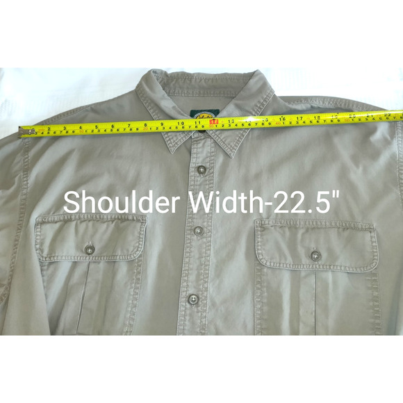 Cabela's Men's Shirt 2XL TALL Outdoor Gear Tan Camel Elbow Patches Work Wear - Picture 12 of 16